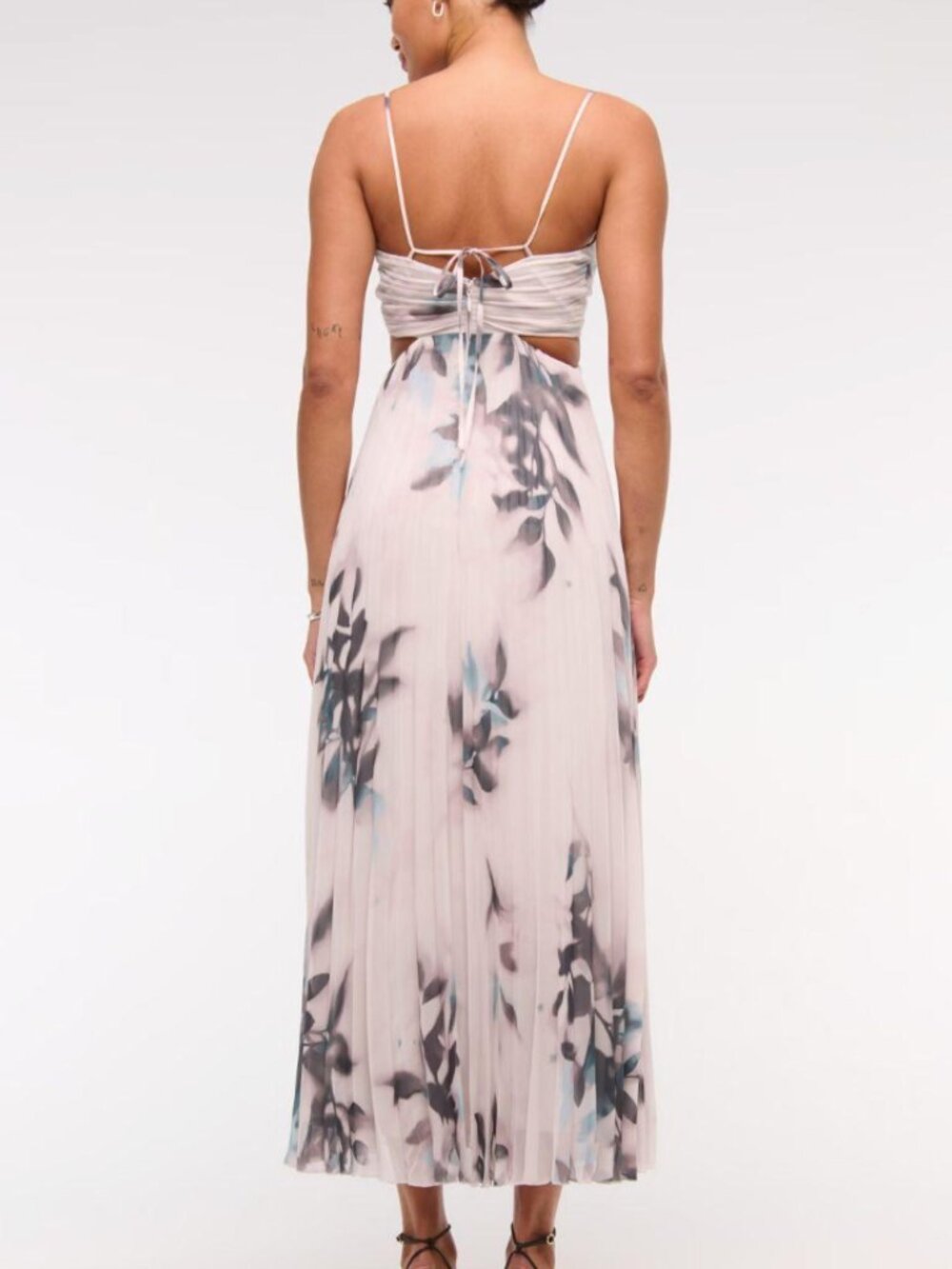 NWT Abercrombie & Fitch Womens Giselle Babydoll Cutout Maxi Dress Floral XS Tall - Picture 5 of 8